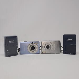 Canon Lot of 2 PowerShot Cameras and 2 Battery Chargers UNTESTED NO BATTERIES